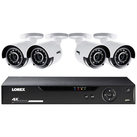 Lorex HD 1TB DVR with Four 4K 8-Channel Bullet Security Cameras LHV51081T4KB